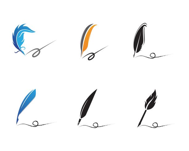 Feather pen write sign logo template app icons vector