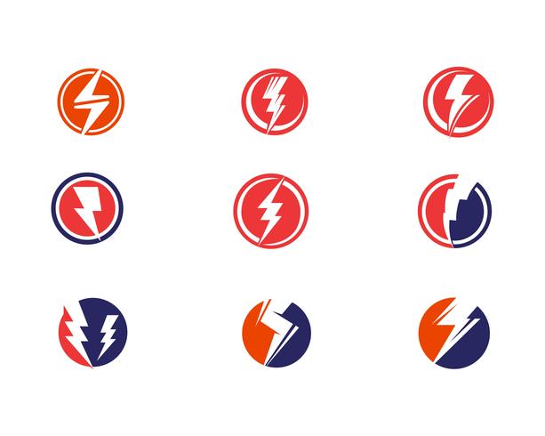 Flash power thunderbolt iconos vectoriales vector