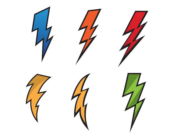 Vector de iconos de rayo flash relámpago