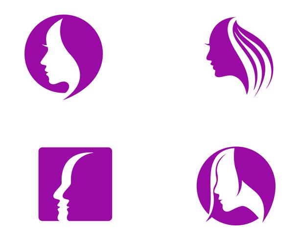 pelo mujer y rostro logo y simbolos ,, vector