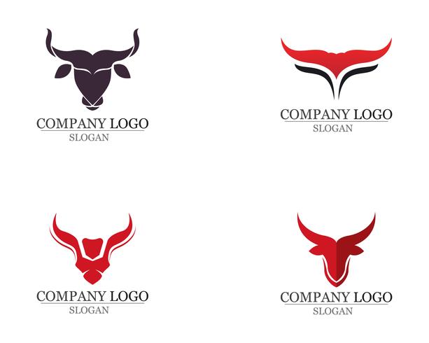 Iconos de plantilla de logotipo y símbolos de cuerno de toro vector