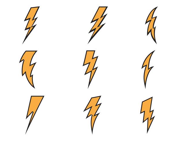 Lightning bolt flash thunderbolt icons vector