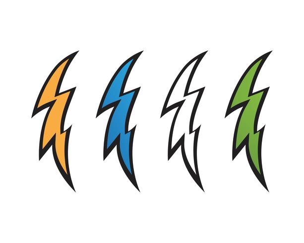 Vector de iconos de rayo flash relámpago