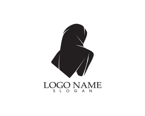 Hijab women black silhouette vector icons app