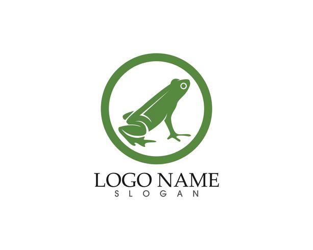 Aplicación de iconos de logotipo y plantilla de símbolos de rana verde vector