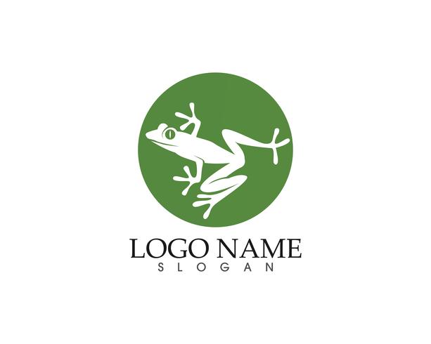 Aplicación de iconos de logotipo y plantilla de símbolos de rana verde vector