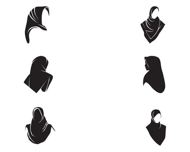 Hijab women black silhouette vector icons app