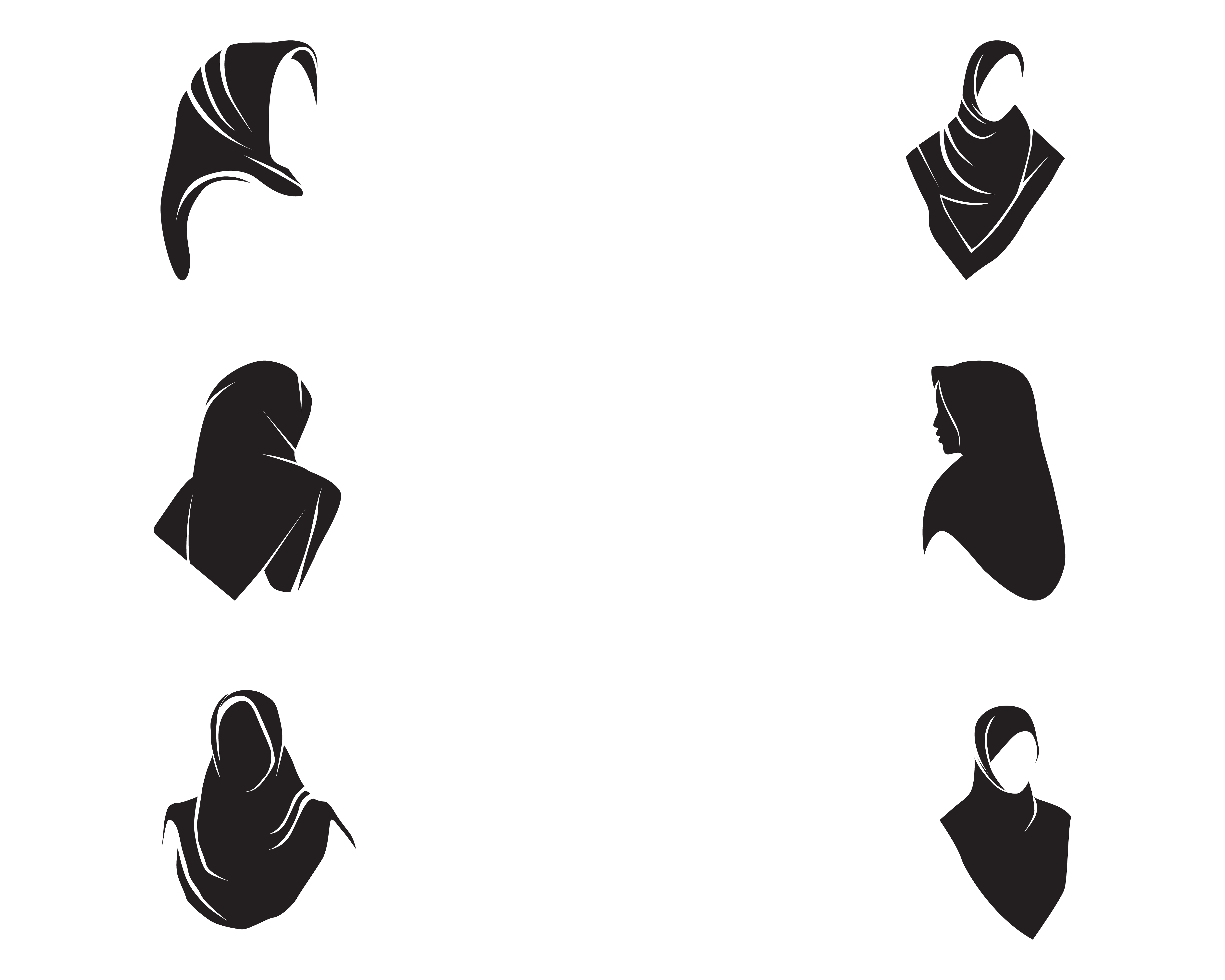 Hijab women black silhouette vector icons app Download 