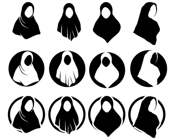 Hijab vector plantillas negras