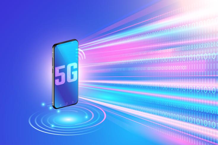 Tecnología de red 5g en smartphone y red inalámbrica de alta velocidad. próxima generación de internet vector