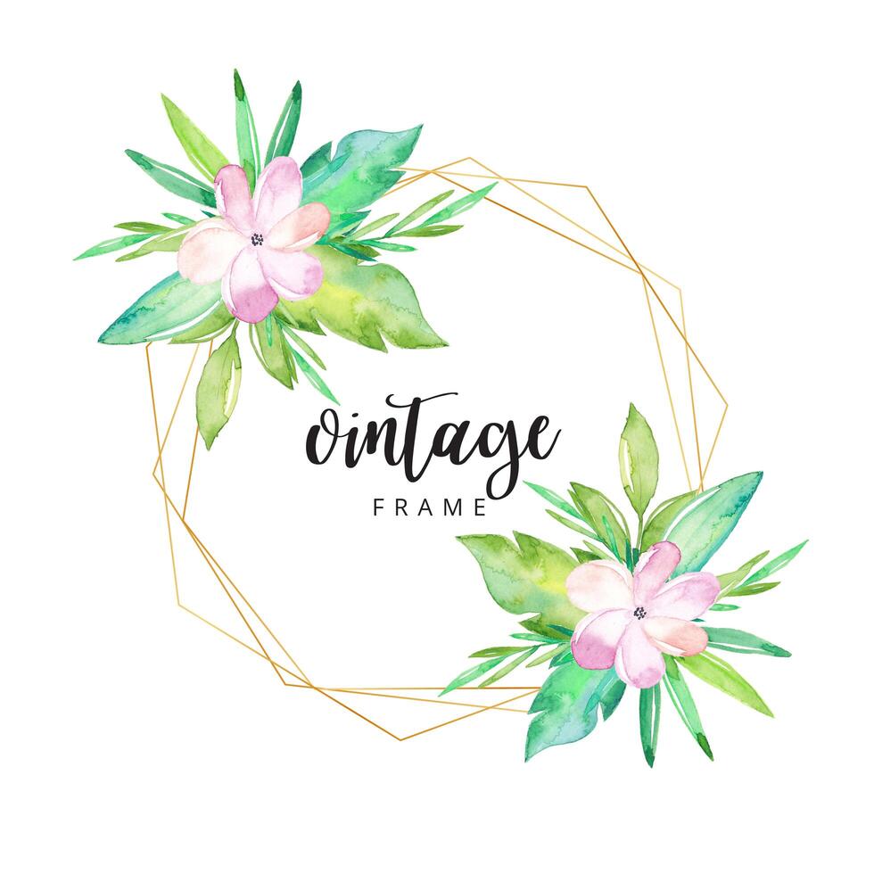 Watercolor tropical floral frame vector