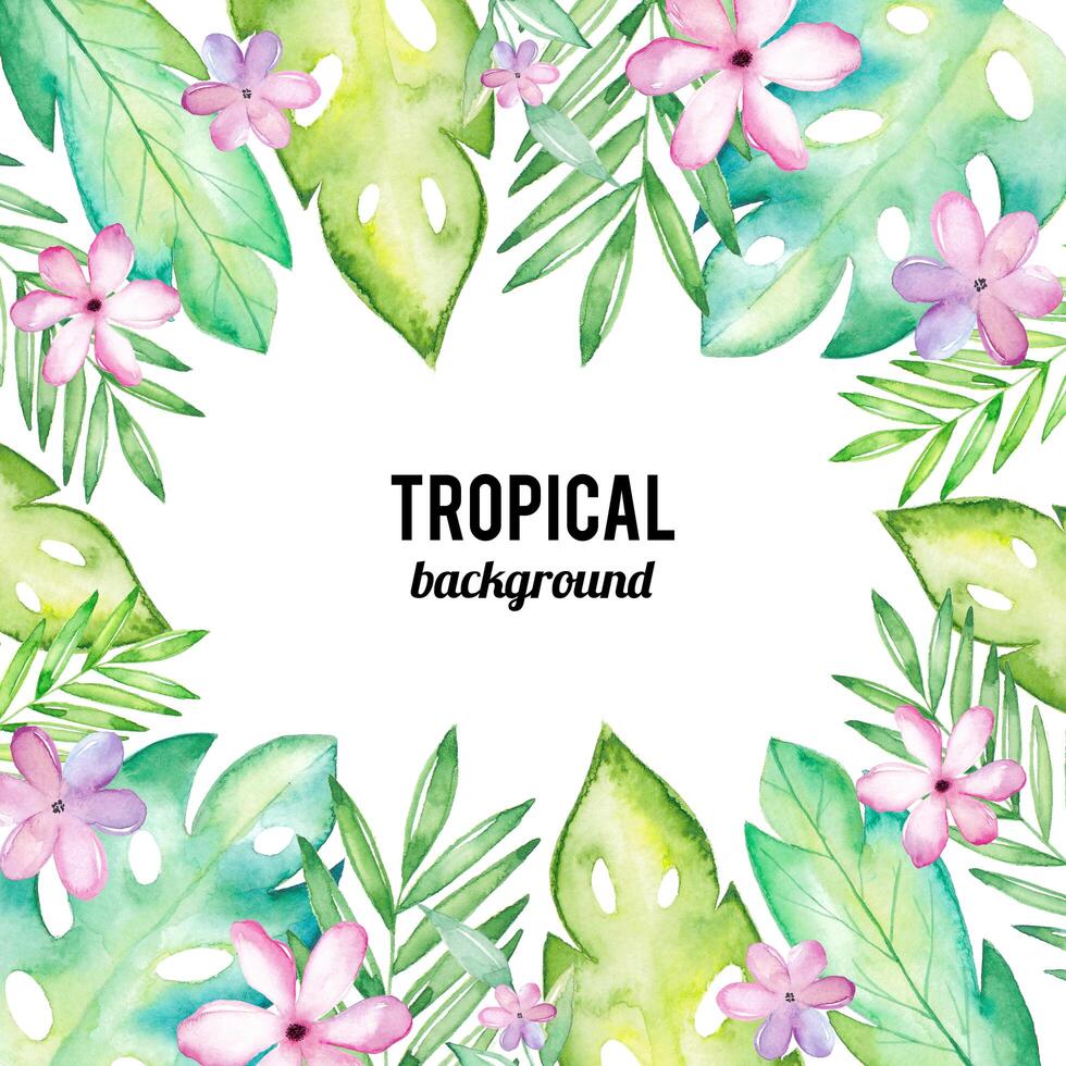 Watercolor tropical background vector