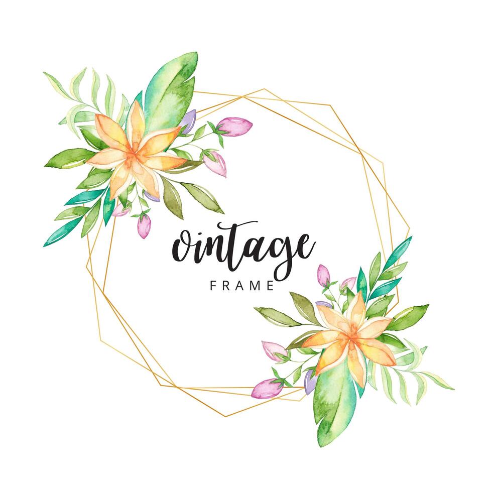 Watercolor tropical floral frame vector
