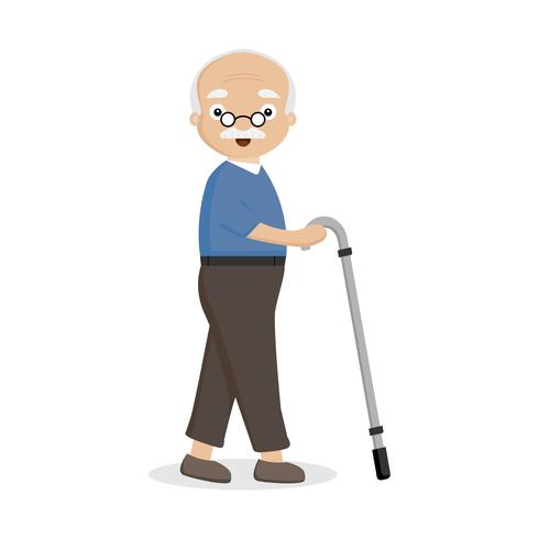 Old man with a cane. vector