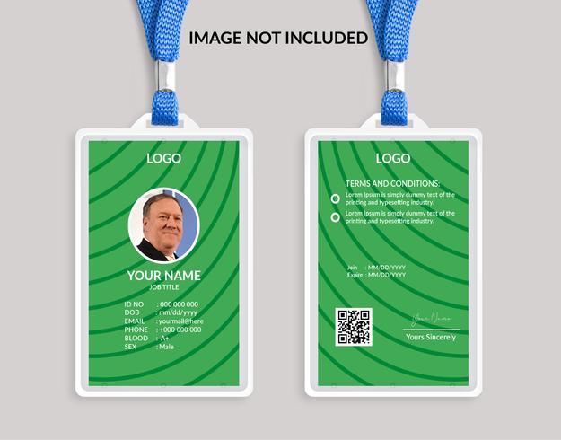 Green nice id card template vector
