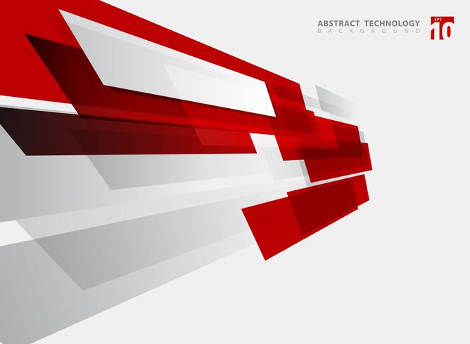 Abstract technology geometric red color shiny motion background. vector