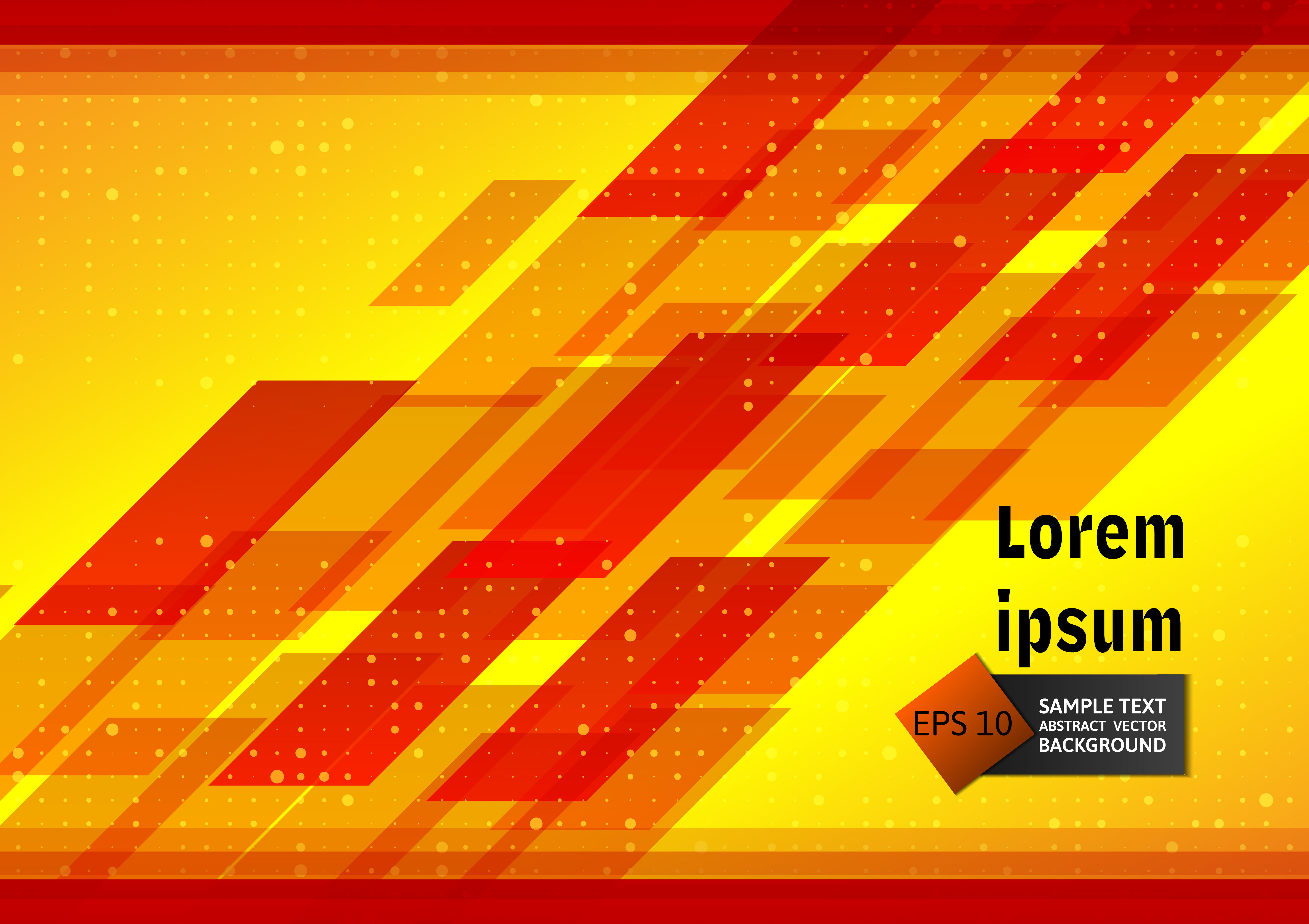 Red and yellow geometric abstract background with copy space, Vector