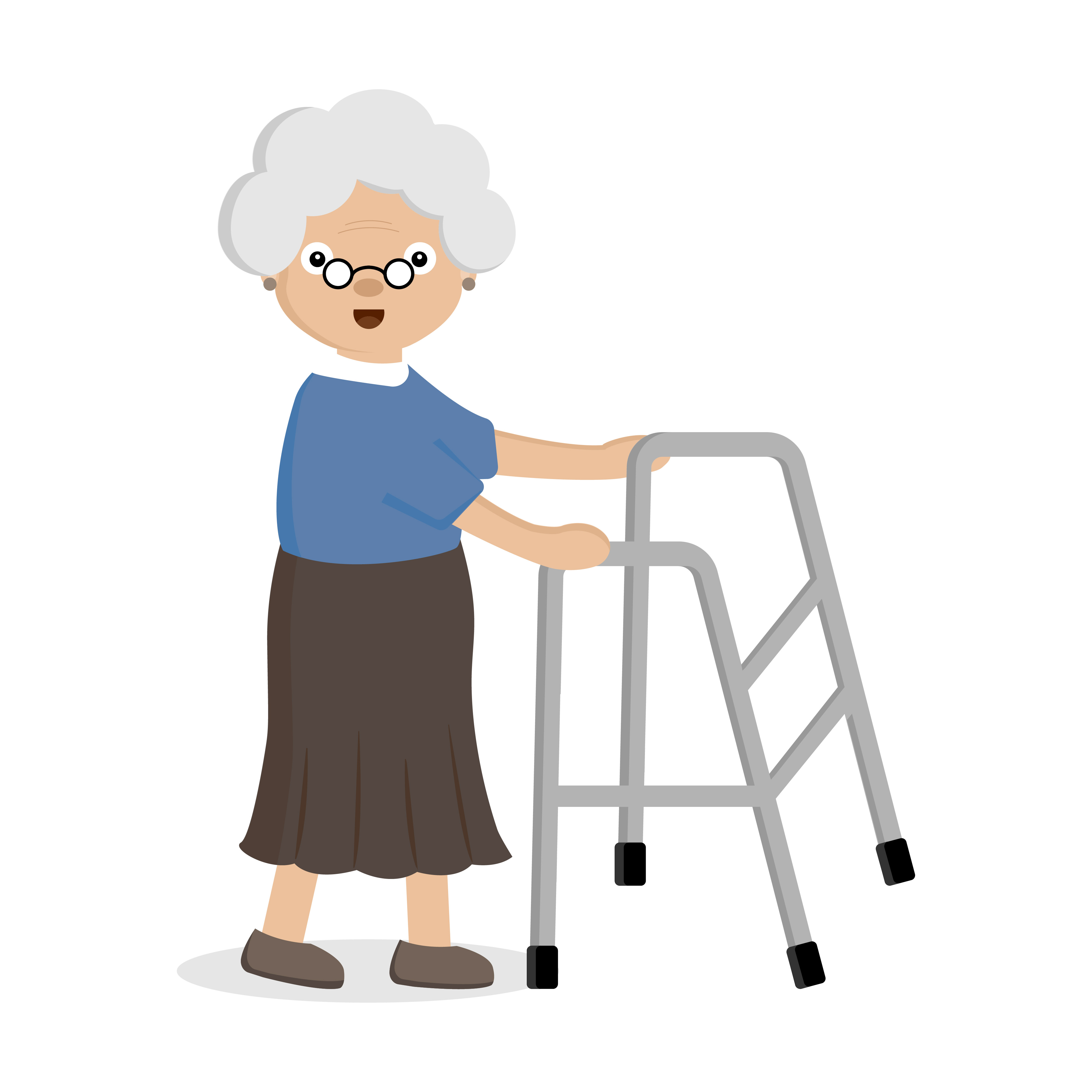 Old woman using helper walker. 580988 Vector Art at Vecteezy