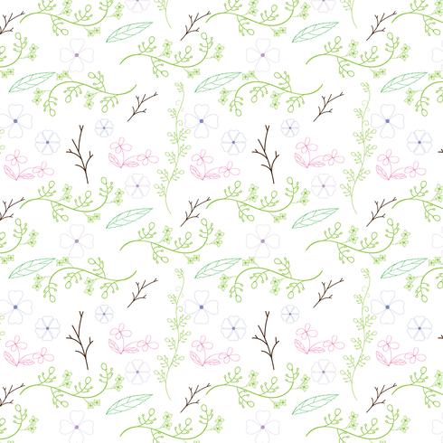 Colorful flower and vine seamless pattern design on white background. Vector illustration