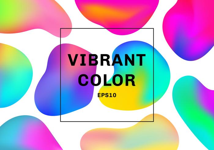 Set of 3D liquid or fluid shapes gradient elements vibrant color background. vector