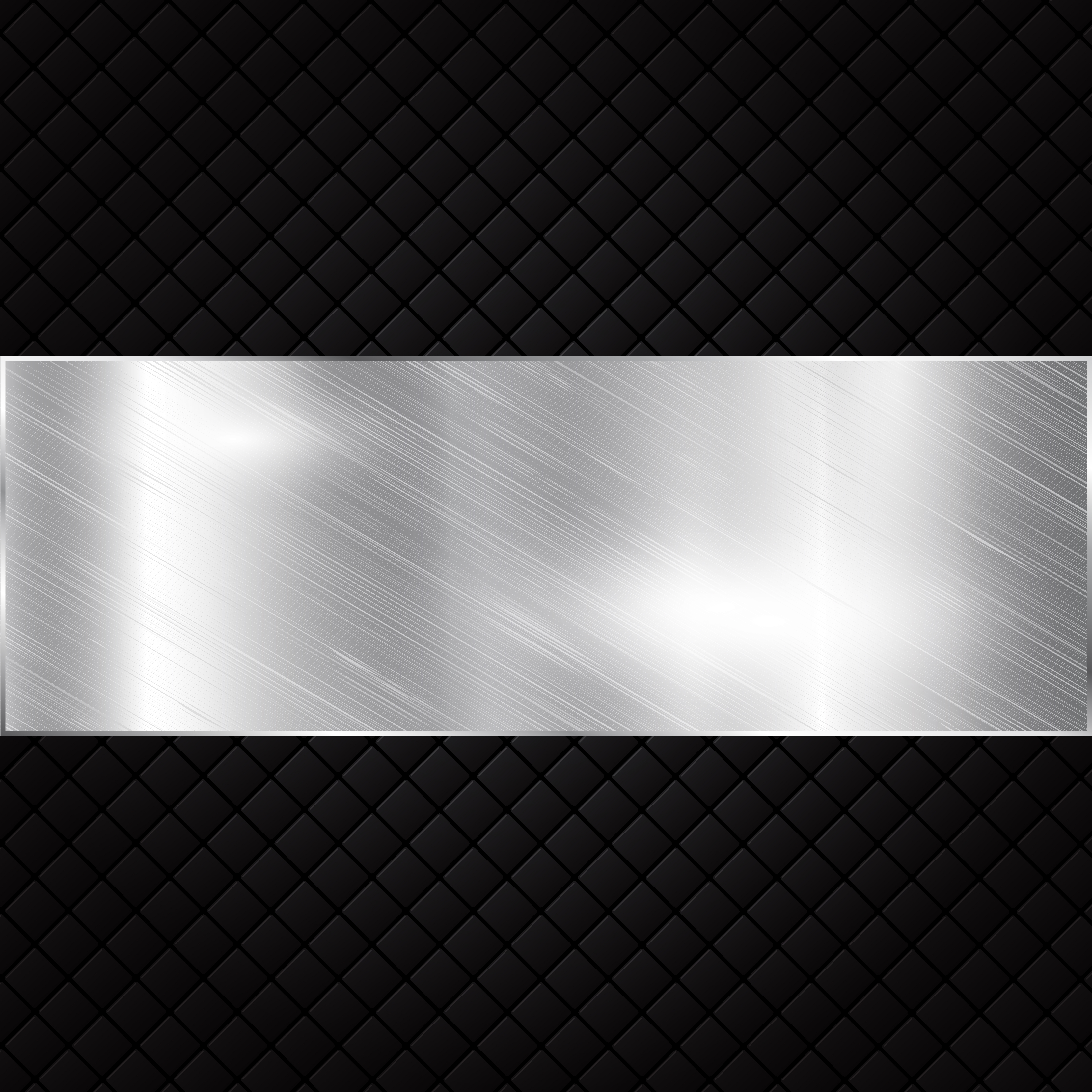 Silver metallic banner  on black squares textured  background 581121 