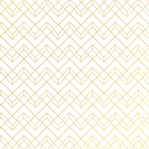 Gold geometric pattern with lines on white blue background art deco style. vector