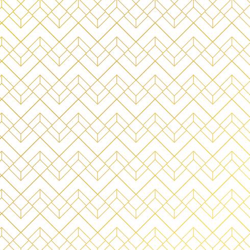 Gold geometric pattern with lines on white blue background art deco style. vector