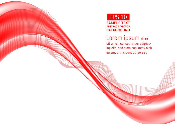 Wave red transparent abstract on white background with copy space, vector illustration