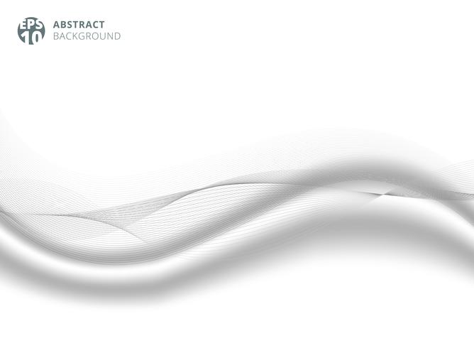 Abstract gray color line wave element with white silk satin background for design. vector