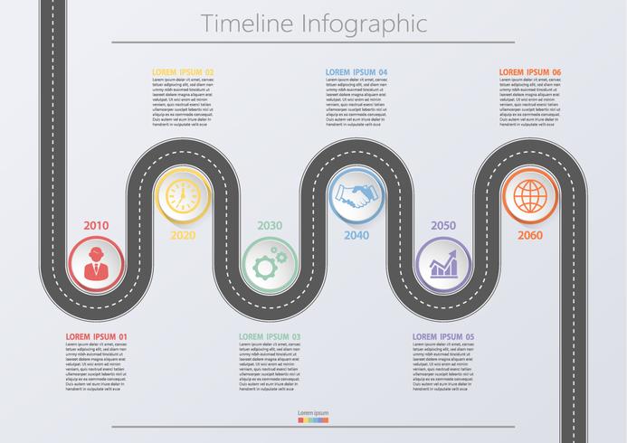 Mapa de carreteras de negocios. Iconos de infografía de línea de tiempo diseñados para la plantilla de fondo abstracto vector