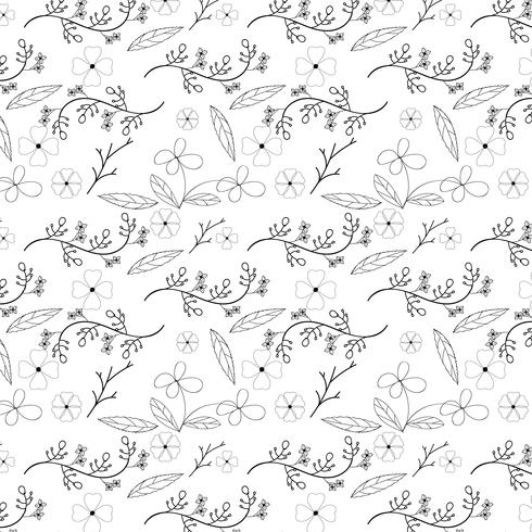 Flower and vine seamless pattern design on white background, vector illustration