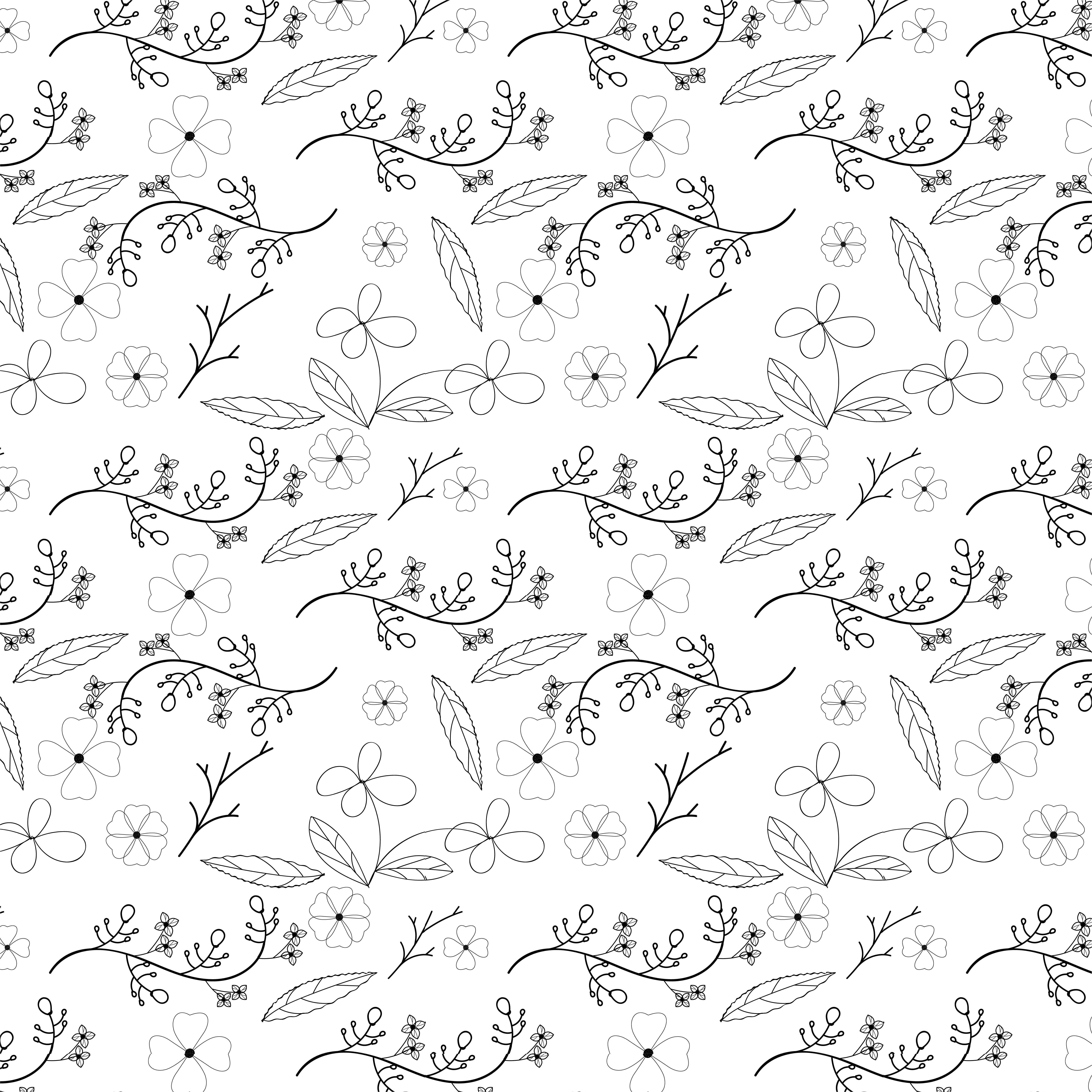 Flower and vine seamless pattern design on white background, vector