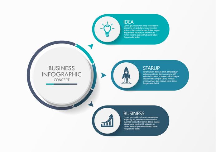 Visualización de datos empresariales. Iconos de infografía de línea de tiempo diseñados para la plantilla de fondo abstracto vector