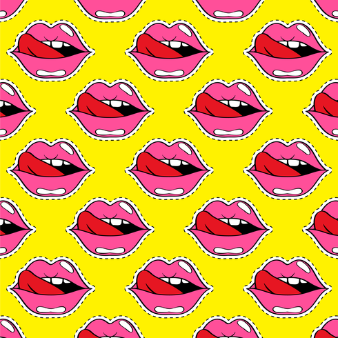 Old School Lips Seamless Vector Pattern