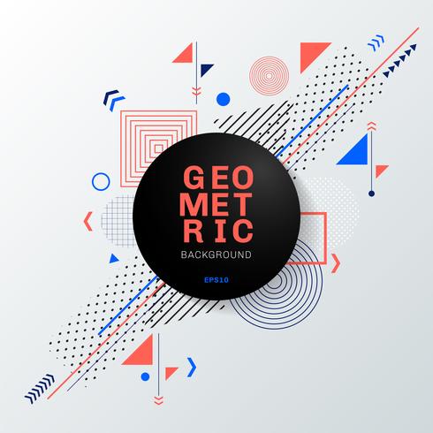 Abstract colorful geometric pattern design and background with black circle label. You can use for modern brochure design, cover, template, flyer, leaflet, poster, banner web, etc. vector