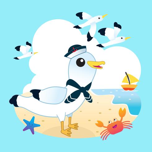 Seagull on the beach vector