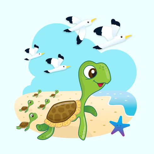 Tortugas Marinas Dirigiendose Al Oceano Vector En Vecteezy