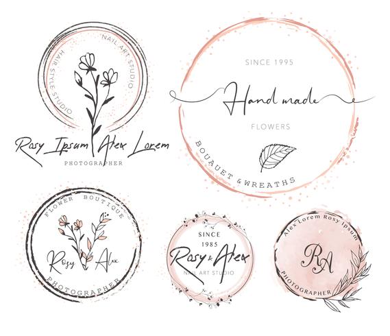 Hand Drawn Leaf Wreath Logo Design vector