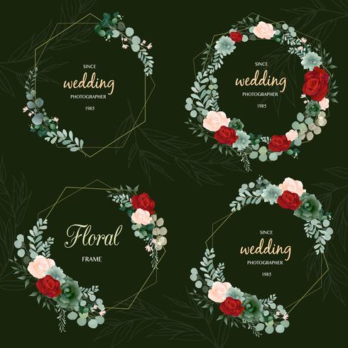 Hand Drawn Leaf Wreath Logo Design vector