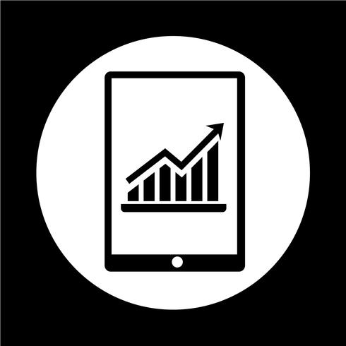 Graph In Tablet PC Icon vector