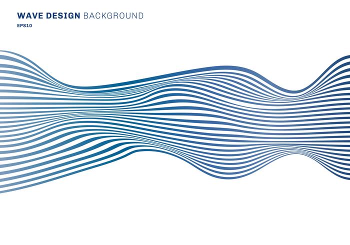 Abstract horizontal lines blue wave design pattern horizontal lines on white background. optical art texture vector