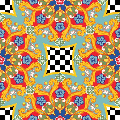 Fondo brillante sin fisuras Mandala ornamental redondo étnico colorido. Patrón de moda. Ilustración vectorial vector