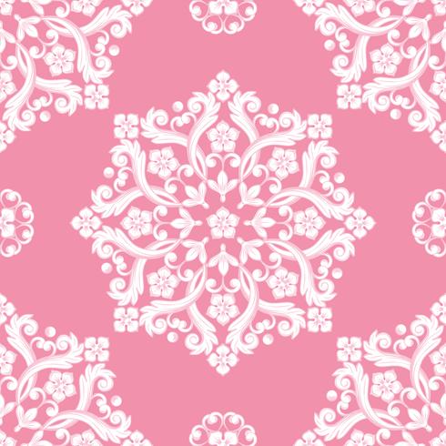 Seamless damask pattern. Pink texture vector