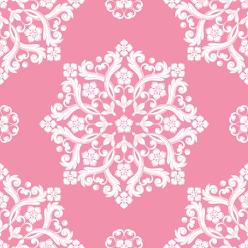 Seamless damask pattern. Pink texture vector