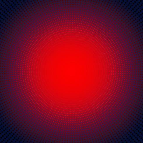 La luz radial de neón roja futurista del concepto digital de la tecnología estalló efecto sobre fondo oscuro. Elementos de patrón de puntos círculos estilo de semitono. vector