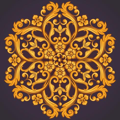 Beautiful round ornamental element for design in yellow orange colors. vector