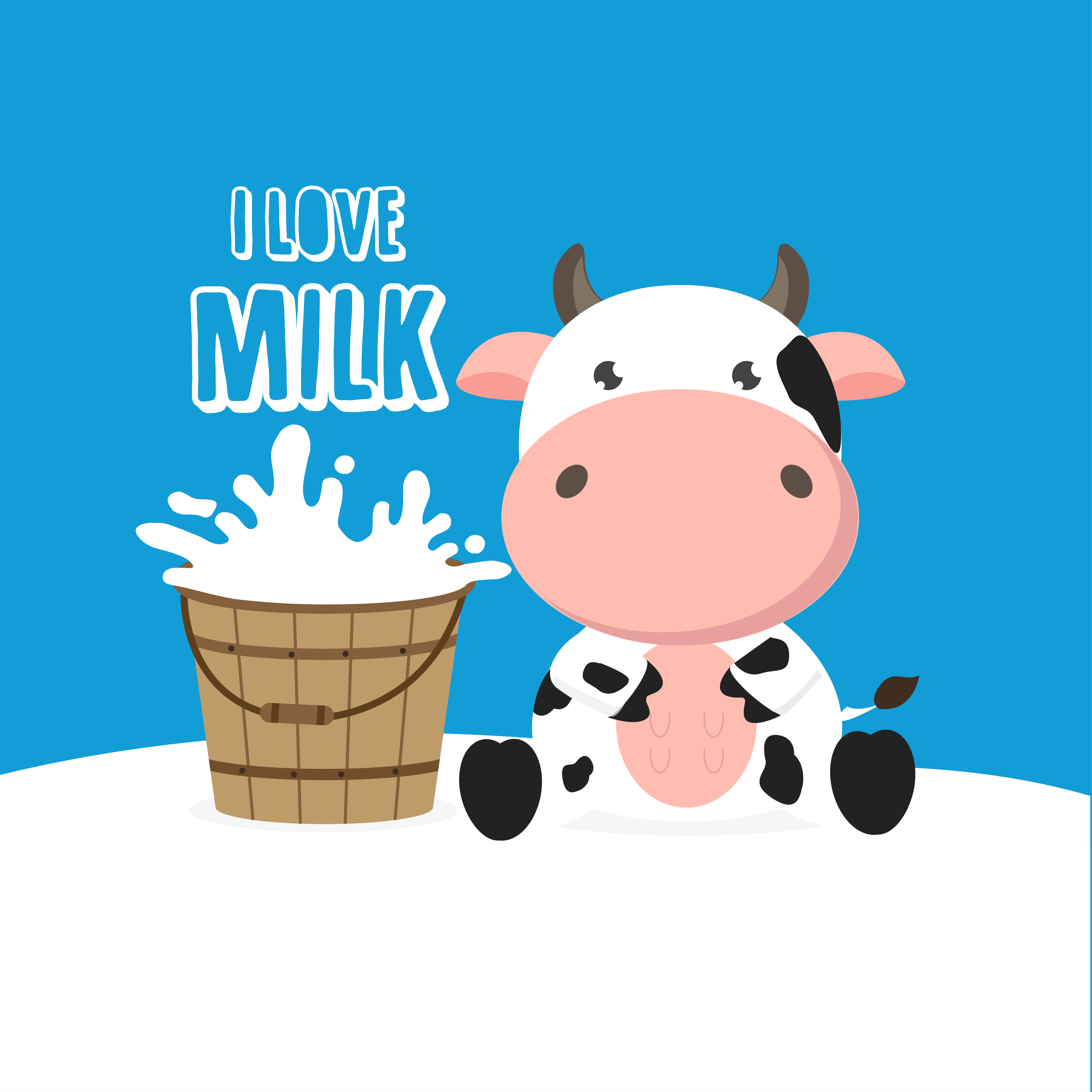 Cute cow with milk bucket. Vector illustration 582926 Vector Art at ...
