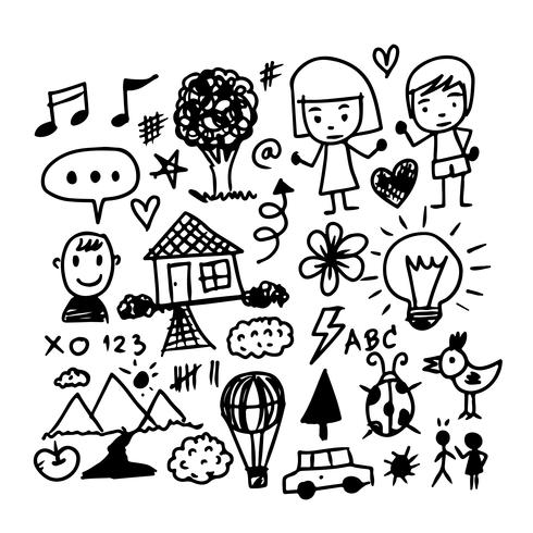 Los niños mano dibujar icono de doodle vector