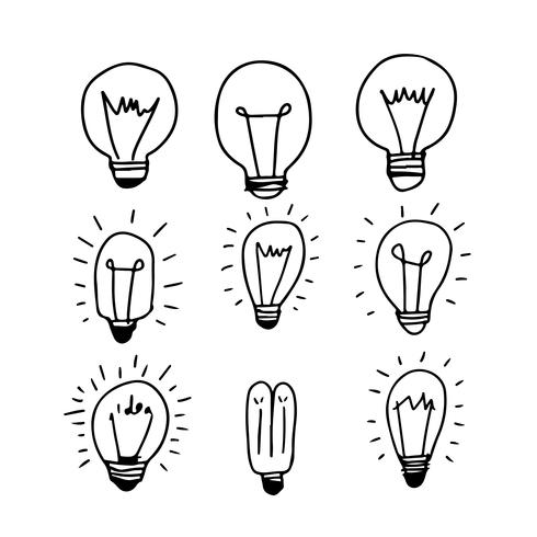 Hand drawn light bulb icon vector