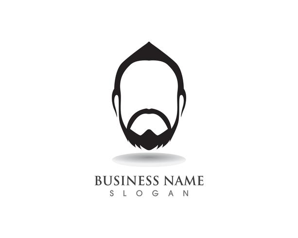 masculine beard black hair geek logo and symbol vector